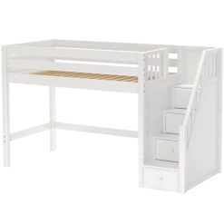 Maxtrix Twin Mid Loft Bed With Stairs -Kid Furniture GALANT WP 6e7db7e6 2f44 48fc 86b8 9dd991f8a1aa