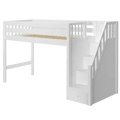 Maxtrix Twin XL Mid Loft Bed With Stairs -Kid Furniture GALANT XL WS a26bdd0d c5e0 43f8 b6ff aca8520f7baf