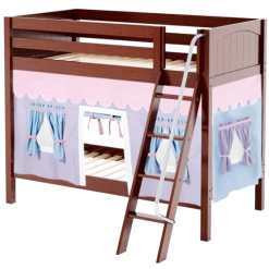 Maxtrix Twin Medium Bunk Bed With Angled Ladder + Curtain -Kid Furniture GOTIT27 CP