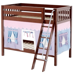 Maxtrix Twin Medium Bunk Bed With Angled Ladder + Curtain -Kid Furniture GOTIT27 CS