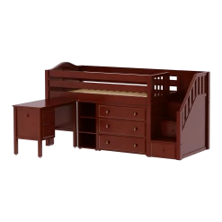 Maxtrix Twin Low Loft Bed With Stairs, Storage + Desk -Kid Furniture GREAT22L CC c9e38cc4 7c79 4c4a a78c 2739f11daa39