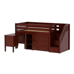 Maxtrix Twin Low Loft Bed With Stairs, Storage + Desk -Kid Furniture GREAT22L CS c132d6d8 8486 4f49 aeba 8cffa5232aa4