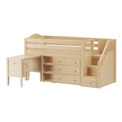Maxtrix Twin Low Loft Bed With Stairs, Storage + Desk -Kid Furniture GREAT22L NC fca4aed6 0fce 46a4 9ba4 be5570c9f667