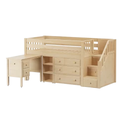 Maxtrix Twin Low Loft Bed With Stairs, Storage + Desk -Kid Furniture GREAT22L NS 1416012a a875 4ccf 9dce 8192b7ea7b4c
