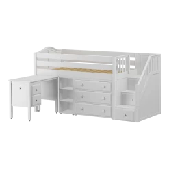 Maxtrix Twin Low Loft Bed With Stairs, Storage + Desk -Kid Furniture GREAT22L WC 4692b94d beb2 470d 8371 ebc1b946fb82