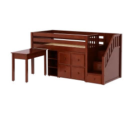 Maxtrix Twin Low Loft Bed With Stairs, Storage + Desk -Kid Furniture GREAT4 CP 04394e5b bbff 42bb 9b84 b1958be4af26