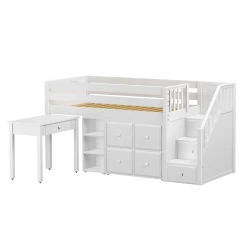 Maxtrix Twin Low Loft Bed With Stairs, Storage + Desk -Kid Furniture GREAT4 WP d979d9a7 b6d3 458f aa42 8f80b62f96ef