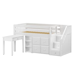 Maxtrix Twin Low Loft Bed With Stairs, Storage + Desk -Kid Furniture GREAT4 WS 84cd7e12 f35c 4891 b407 50f117f80992