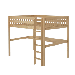 Maxtrix Queen High Loft Bed With Straight Ladder + Desk -Kid Furniture HEFTY1 XL N