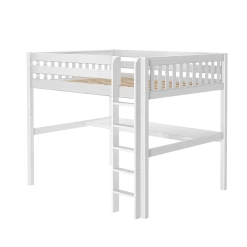 Maxtrix Queen High Loft Bed With Straight Ladder + Desk -Kid Furniture HEFTY1 XL W