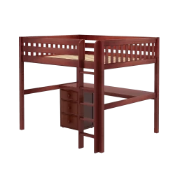 Maxtrix Queen High Loft Bed With Straight Ladder + Desk -Kid Furniture HEFTY2 XL C
