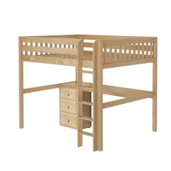 Maxtrix Queen High Loft Bed With Straight Ladder + Desk -Kid Furniture HEFTY2 XL N