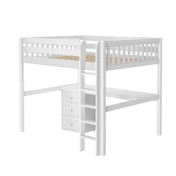 Maxtrix Queen High Loft Bed With Straight Ladder + Desk -Kid Furniture HEFTY2 XL W