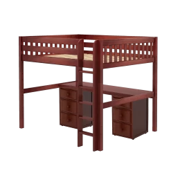 Maxtrix Queen High Loft Bed With Straight Ladder + Desk -Kid Furniture HEFTY3 XL C