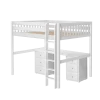 Maxtrix Queen High Loft Bed With Straight Ladder + Desk -Kid Furniture HEFTY3 XL W