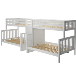 Maxtrix Twin XL Over Full XL Quadruple Bunk Bed With Stairs -Kid Furniture INFLATION XL WS LEFT