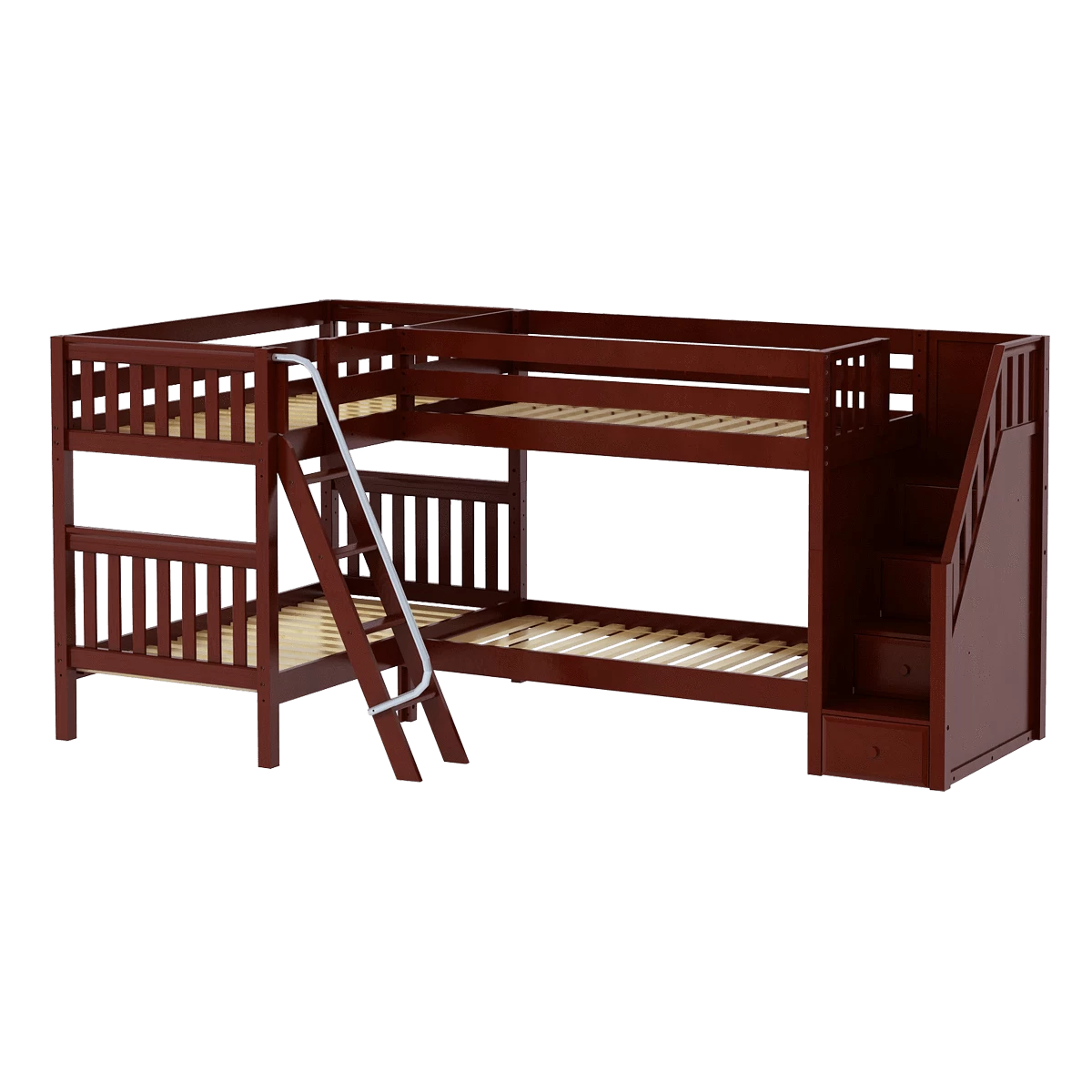 Maxtrix Twin Medium Corner Bunk Bed With Ladder + Stairs - R 8 Maxtrix Twin Medium Corner Bunk Bed With Ladder + Stairs - R - Image 6