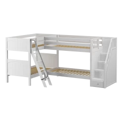 Maxtrix Twin Medium Corner Bunk Bed With Ladder + Stairs - R 9 Maxtrix Twin Medium Corner Bunk Bed With Ladder + Stairs - R -Kid Furniture JUNCTURE WP