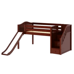 Maxtrix Full Low Loft Bed With Stairs + Slide -Kid Furniture KAPOW CC 488b9bd0 e404 4a24 a21b 6def878dfcb4