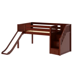 Maxtrix Full Low Loft Bed With Stairs + Slide -Kid Furniture KAPOW CP 4bf0ec0c f135 416f b931 3f0940ee5268