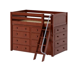 Maxtrix Twin Mid Loft Bed With Angled Ladder + Storage -Kid Furniture KATCHING CP f125c022 5c6a 4265 a772 cb449b0f43f7