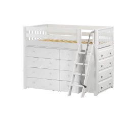 Maxtrix Twin Mid Loft Bed With Angled Ladder + Storage -Kid Furniture KATCHING WS 4f08f926 3973 4855 b312 74371ee31236