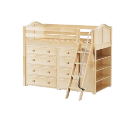 Maxtrix Twin Mid Loft Bed With Angled Ladder + Storage -Kid Furniture KATCHING2 NC 3e203414 4a41 4151 80ce 85bb9f2934fc