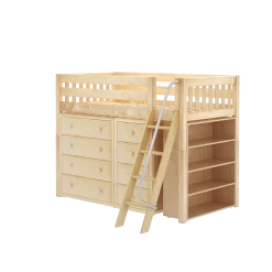 Maxtrix Twin Mid Loft Bed With Angled Ladder + Storage -Kid Furniture KATCHING2 NS 3437a708 f155 4405 86a2 e4e555f5419c