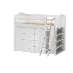 Maxtrix Twin Mid Loft Bed With Angled Ladder + Storage -Kid Furniture KATCHING2 WC ddddfe4d dc90 4ed4 a17c ac0ac268c911