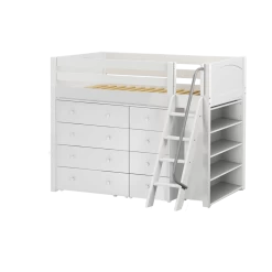 Maxtrix Twin Mid Loft Bed With Angled Ladder + Storage -Kid Furniture KATCHING2 WP b5c7b091 7762 4a84 87d1 566591ed8339