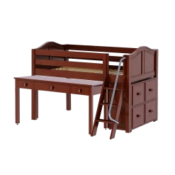 Maxtrix Twin Low Loft Bed With Angled Ladder, Storage + Long Desk -Kid Furniture KICKS10 CC 65ec41bf 3b86 4162 90e8 2e7cd47b7d1a