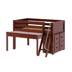 Maxtrix Twin Low Loft Bed With Angled Ladder, Storage + Long Desk -Kid Furniture KICKS10 CP 18a3c265 24e4 4b49 9285 3429ab3e6bf4