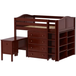 Maxtrix Full Mid Loft Bed With Straight Ladder, Storage + Desk 19 Maxtrix Full Mid Loft Bed With Straight Ladder, Storage + Desk -Kid Furniture KING23L CC