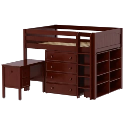 Maxtrix Full Mid Loft Bed With Straight Ladder, Storage + Desk 12 Maxtrix Full Mid Loft Bed With Straight Ladder, Storage + Desk -Kid Furniture KING23L CP