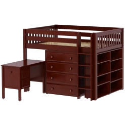 Maxtrix Full Mid Loft Bed With Straight Ladder, Storage + Desk 13 Maxtrix Full Mid Loft Bed With Straight Ladder, Storage + Desk -Kid Furniture KING23L CS