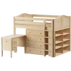 Maxtrix Full Mid Loft Bed With Straight Ladder, Storage + Desk 16 Maxtrix Full Mid Loft Bed With Straight Ladder, Storage + Desk -Kid Furniture KING23L NC