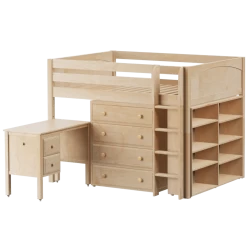 Maxtrix Full Mid Loft Bed With Straight Ladder, Storage + Desk 15 Maxtrix Full Mid Loft Bed With Straight Ladder, Storage + Desk -Kid Furniture KING23L NP