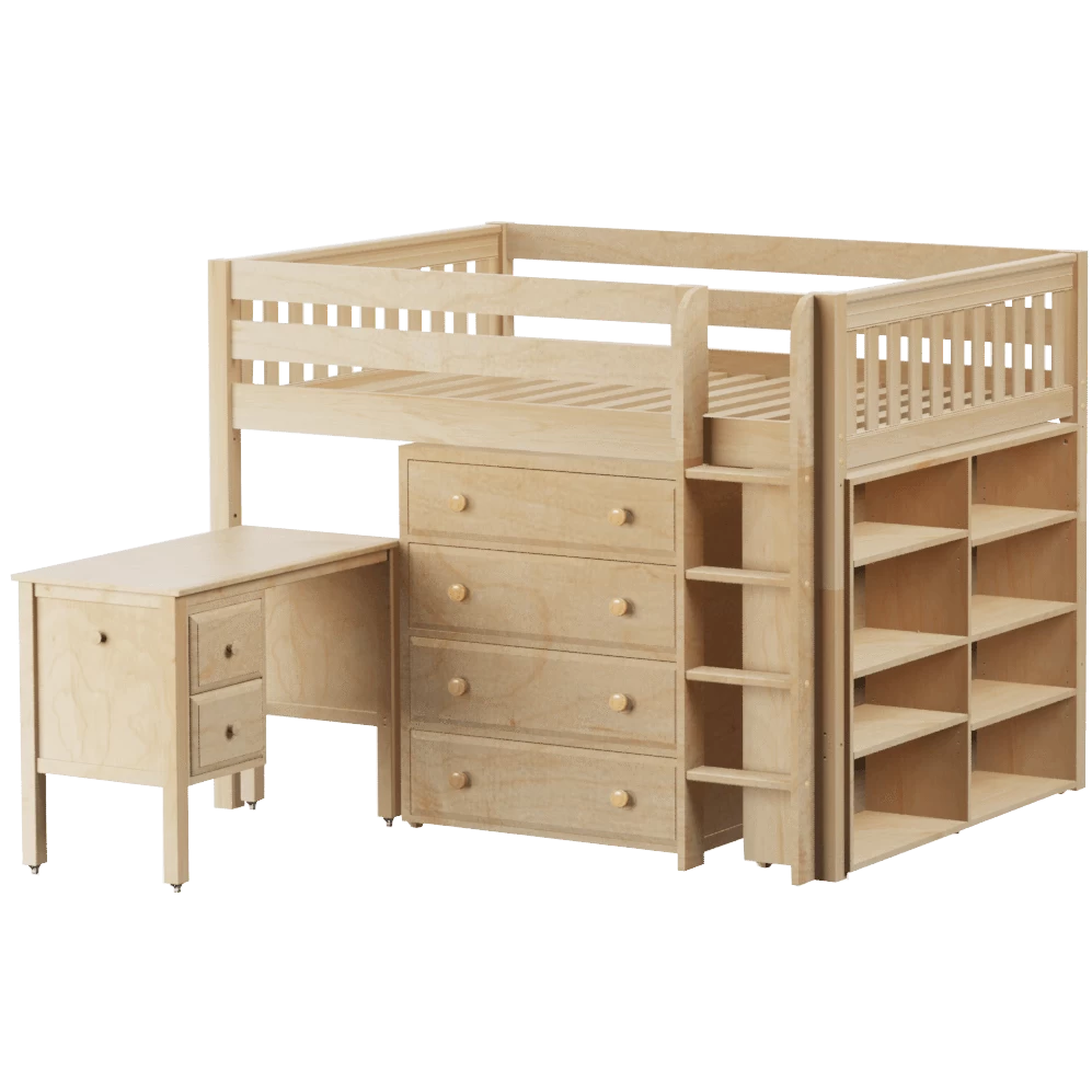 Maxtrix Full Mid Loft Bed With Straight Ladder, Storage + Desk 3 Maxtrix Full Mid Loft Bed With Straight Ladder, Storage + Desk