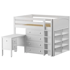 Maxtrix Full Mid Loft Bed With Straight Ladder, Storage + Desk 14 Maxtrix Full Mid Loft Bed With Straight Ladder, Storage + Desk -Kid Furniture KING23L WP