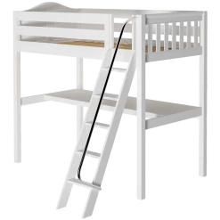 Maxtrix Twin High Loft Bed With Angled Ladder + Desk -Kid Furniture KNOCKOUT1 WC LEFT