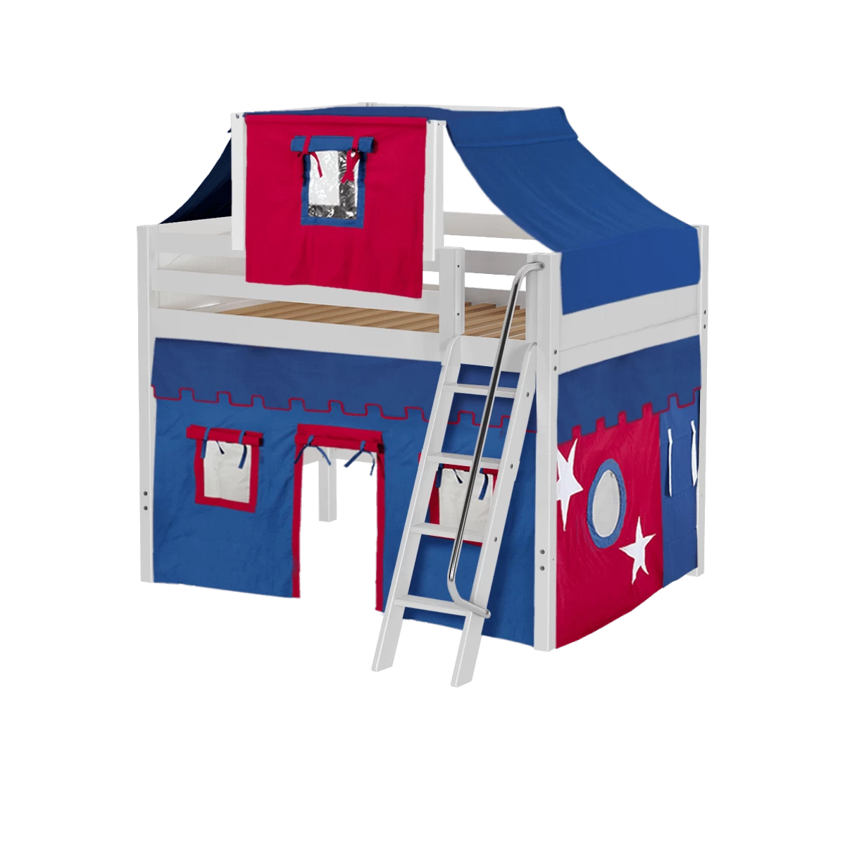Maxtrix Full Mid Loft Bed With Angled Ladder, Curtain + Top Tent 18 Maxtrix Full Mid Loft Bed With Angled Ladder, Curtain + Top Tent - Image 16
