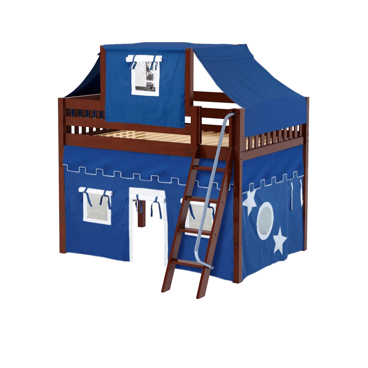Maxtrix Full Mid Loft Bed With Angled Ladder, Curtain + Top Tent 13 Maxtrix Full Mid Loft Bed With Angled Ladder, Curtain + Top Tent - Image 11