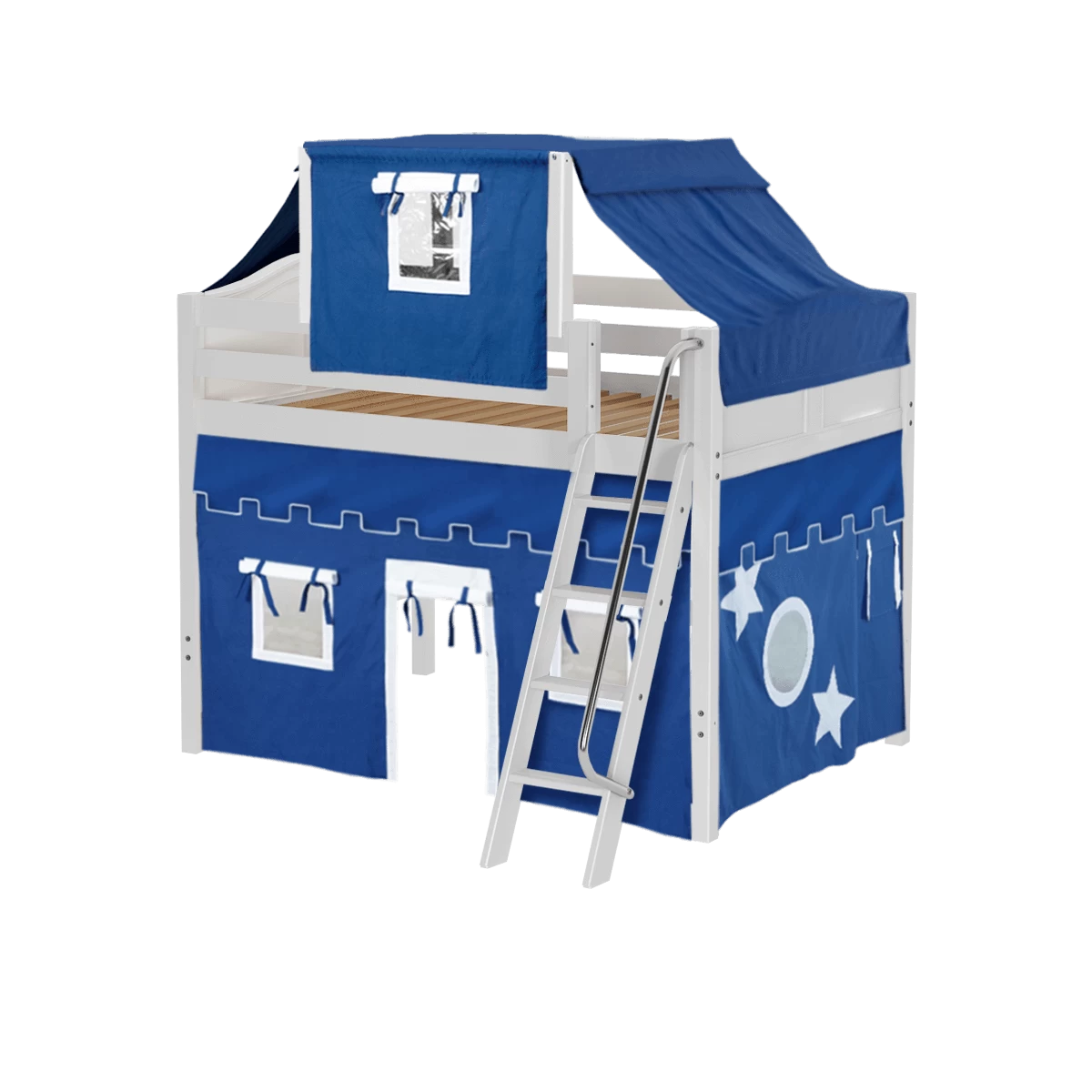 Maxtrix Full Mid Loft Bed With Angled Ladder, Curtain + Top Tent 14 Maxtrix Full Mid Loft Bed With Angled Ladder, Curtain + Top Tent - Image 12