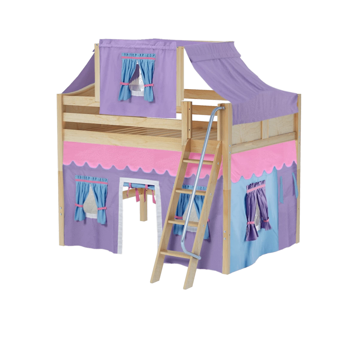 Maxtrix Full Mid Loft Bed With Angled Ladder, Curtain + Top Tent 10 Maxtrix Full Mid Loft Bed With Angled Ladder, Curtain + Top Tent - Image 8