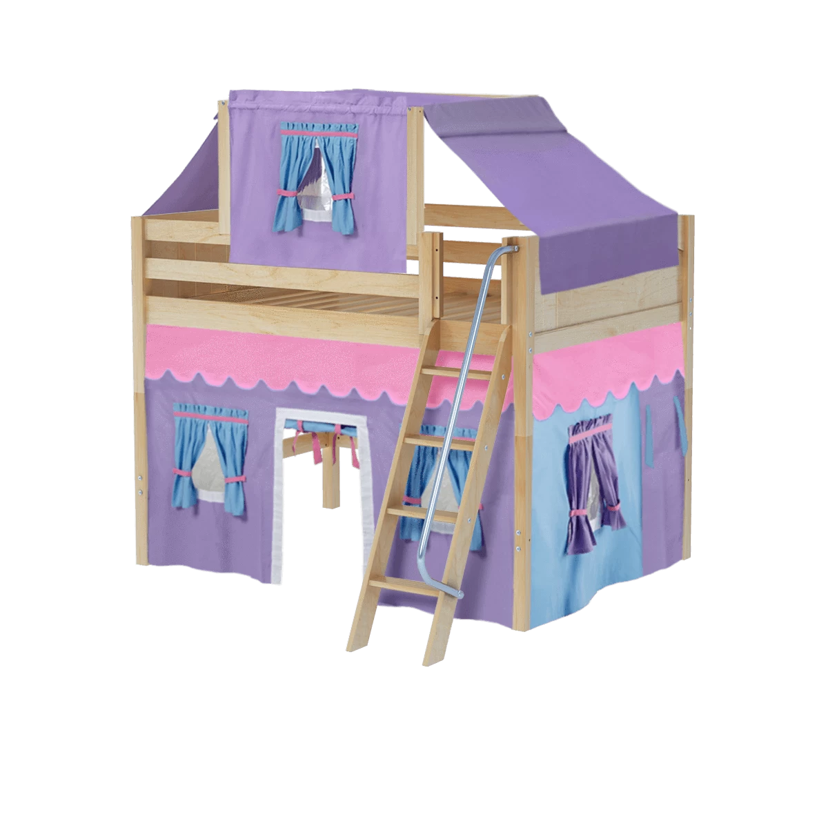 Maxtrix Full Mid Loft Bed With Angled Ladder, Curtain + Top Tent 7 Maxtrix Full Mid Loft Bed With Angled Ladder, Curtain + Top Tent - Image 5