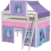 Maxtrix Full Mid Loft Bed With Angled Ladder, Curtain + Top Tent -Kid Furniture KONG27 WS 7acd5bf7 4b7c 462f ba63 c675ff911e7a
