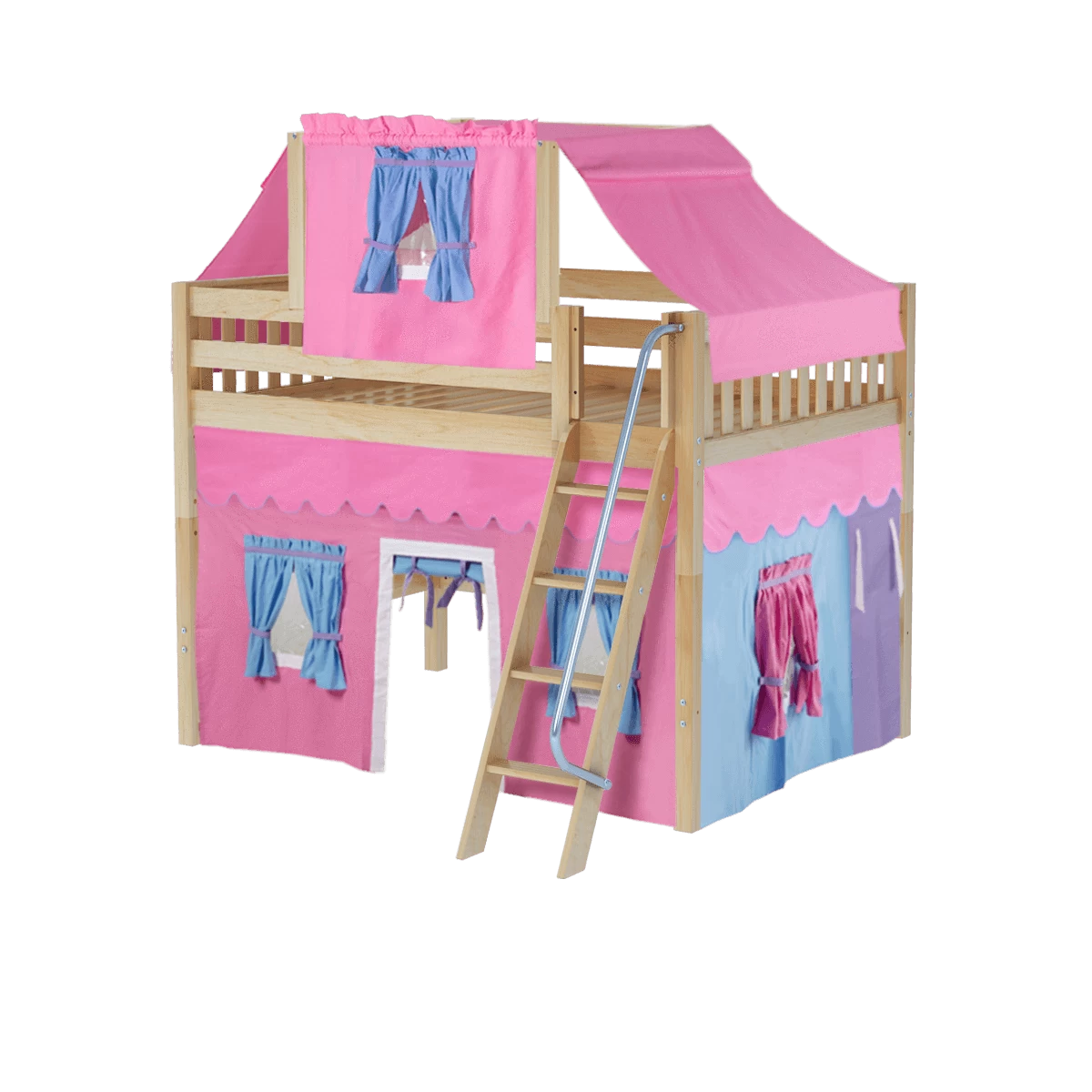Maxtrix Full Mid Loft Bed With Angled Ladder, Curtain + Top Tent 16 Maxtrix Full Mid Loft Bed With Angled Ladder, Curtain + Top Tent - Image 14