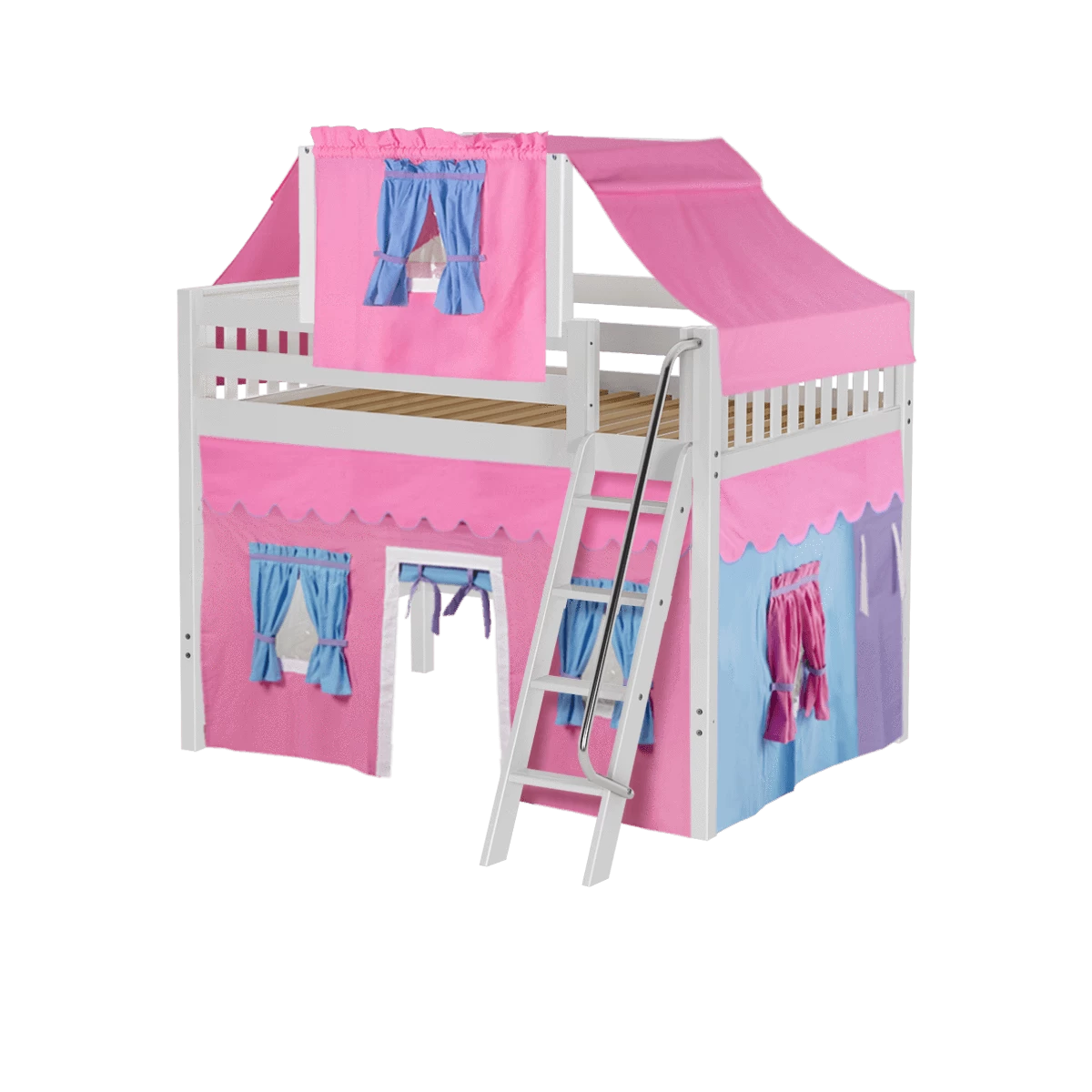 Maxtrix Full Mid Loft Bed With Angled Ladder, Curtain + Top Tent 9 Maxtrix Full Mid Loft Bed With Angled Ladder, Curtain + Top Tent - Image 7