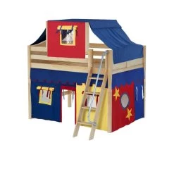 Maxtrix Full Mid Loft Bed With Angled Ladder, Curtain + Top Tent 30 Maxtrix Full Mid Loft Bed With Angled Ladder, Curtain + Top Tent -Kid Furniture KONG29 NC