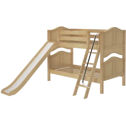 Maxtrix Twin Low Bunk Bed With Slide -Kid Furniture LAUGH NC